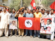 2 جزیرے امریکی سرمایہ کاروں کو دینے کیخلاف جسقم کا مظاہرہ 