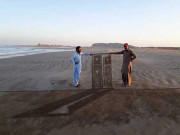 پسنی کے ساحل پر ریت سے تھری ڈی شاہکار