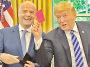 ڈونلڈ ٹرمپ نے فیفا چیف سے ملاقات میں صحافیوں کو ریڈ کارڈ دکھا دیا