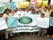 سکندر وہرہ کے قاتلوں کی گرفتاری کیلیے تاجر سراپا احتجاج 