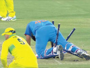 رن لینے کی کوشش میں روہت شرما اسٹمپس سے ٹکرا کرگرگئے