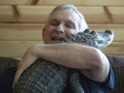 ڈپریشن دور کرنے کےلیے مگرمچھ سے سہارا لینے والا شخص