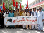 کارکن کی گرفتاری کے خلاف جسقم کا احتجاجی مظاہرہ 