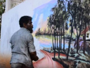 پودوں مٹی اور قدرتی رنگوں سے پینٹنگ کرنے والا بے گھر مصور