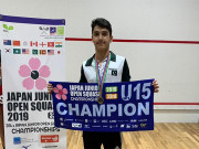 پاکستان کے حزیفہ ابراہیم نے تیسری بار جاپان جونیئر اسکواش چیمپیئن شپ جیت لی