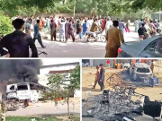 گلشن بروہی  میں تجاوزات ہٹانے پر ہنگامہ2 کاریں ایک دکان نذر آتش