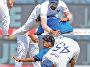 پونے ٹیسٹ روہت شرما پاؤں چھونے والے شائق کے اوپر گر پڑے