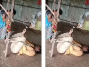 بیوی کی شوہر کو رسیوں سے باندھ کر ڈنڈے سے پٹائی کرنے کی ویڈیو وائرل