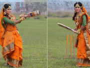 بنگلہ دیشی خاتون کرکٹر دلہن کے لباس میں بھی کرکٹ کو نہ بھولیں