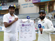 بھارتی ٹیم نے آٹوگراف سے مزین جرسی اعجاز پٹیل کوپیش کردی