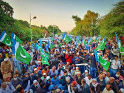 جماعت اسلامی کا نئے بلدیاتی قانون کے خلاف سندھ اسمبلی کے باہر دھرنا