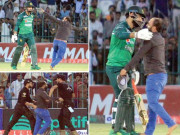 شائق سیکیورٹی حصار توڑ کر میدان میں داخل شاداب کو گلے لگالیا