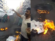 کراچی کے تاجر سراپا احتجاج اضافی ٹیکس لگانے پر بجلی کے بل جلا دیے