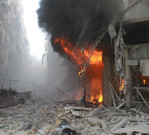 شام دمشق اور حلب پر بمباری6 بچوں سمیت درجنوں ہلاک 