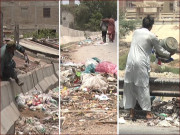 لیاری ایکسپریس وے پر گندگی کے ڈھیر لگ گئے