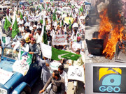 ’’ہمیں پاک فوج سے پیار ہے‘‘ ملک بھر میں مظاہرے اور ریلیاں جاری جنگ اور جیو بند کرنے کا مطالبہ 