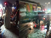 کراچی شارع فیصل پر باراتیوں کی کوسٹر کو حادثہ ایک خاتون جاں بحق