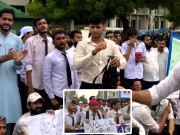 میل کالج آف نرسنگ لیاری کے طلبا کا سندھ سیکریٹریٹ کے باہر احتجاجی مظاہرہ