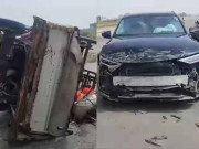 تیز رفتار کار کی ٹکر سے ٹرک الٹ گیا مزدور جاں بحق