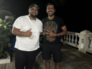 اعظم خان کی بارباڈوس میں پاکستان ڈیوس کپ ٹیم سے ملاقات