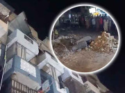 کراچی برنس روڈ پر عمارت کی بالکنی کا حصہ گر گیا فوڈ اسٹریٹ آئے 5 افراد زخمی