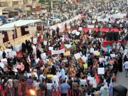 کراچی میں پانی کے بحران کے خلاف ایم کیوا یم کا احتجاجی مظاہرہ