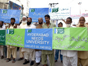 حیدرآباد میں یونیورسٹی کیلیے جماعت اسلامی کے مظاہرے