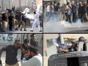 کراچی میں ملیر15 کا علاقہ میدان جنگ بن گیا پولیس کا مظاہرین پر دھاوا