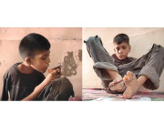 ہاتھوں سے معذور دانش نے پاؤں  سے تصویر بنا ڈالی