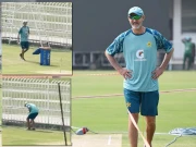 پریکٹس سیشن؛ ہیڈکوچ جیسن گلیسپی پانی کی خالی بوتلیں اٹھانے لگے