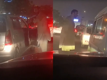 کراچی، مشتعل کار سوار کی سڑک پر جارحانہ رویے کی ویڈیو سامنے آ گئی