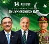 صدر، وزیراعظم، عسکری قیادت اور سیاسی رہنماؤں کی یوم آزادی پر قوم کو مبارکباد