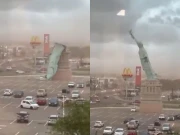 برازیل میں شدید آندھی سے اسٹیچو آف لبرٹی کا مجسمہ گر کر تباہ، ویڈیو وائرل