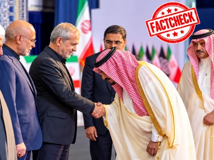 سعودی وزیر دفاع کی ایرانی صدر کا ہاتھ چومنے کی وائرل تصویر جعلی نکلی