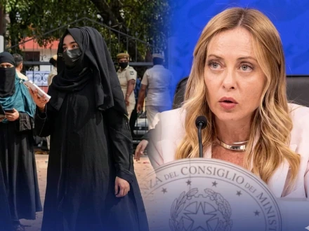 (اٹلی کی وزیراعظم جارجیا میلونی نے اسکول میں برقع اور نقاب پر پابندی عائد کردی؛ (فوٹو: اے آئی italy ban burqa niqab in school