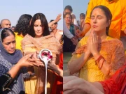 مہا کمبھ میلہ؛ کترینہ بھی گنگا میں ڈبکیاں لگانے پہنچ گئیں، تصاویر وائرل