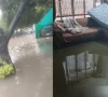 بارش کے بعد مین ڈیفنس روڈ پر بھی پانی جمع ہونے سے سڑک دریا کا منظر پیش کرنے لگی