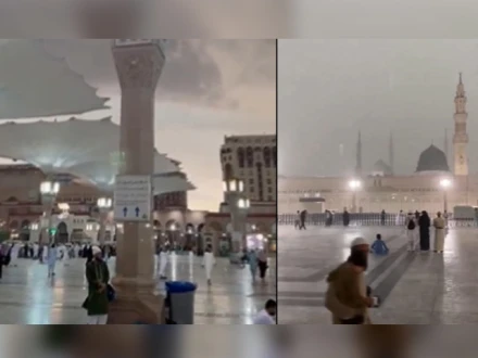 مدینہ منورہ میں دوسرے دن بھی موسلادھار بارشیں، صحرائی وادیاں سیلابی ریلوں سے بھر گئیں