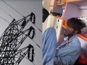 کراچی؛ ایک شخص بجلی کے ہائی ٹینشن پول پر چڑھ گیا