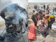 پنجگور میں مسافر بس اور ایرانی تیل سے بھری گاڑی میں تصادم، 8 افراد جھلس کر جاں بحق، 3 زخمی