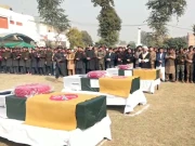 پشاور؛ ایف سی ہیڈکوارٹر پر خودکش حملے میں شہید اہل کاروں کی نماز جنازہ ادا