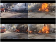 کراچی: تھانے کے باہر کھڑی شہریوں کی 40 سے 50 موٹرسائیکلوں میں پراسرار آتشزدگی