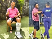 بھارتی ٹیم کے سابق ہیڈکوچ بیساکھیوں پر آگئے، تصاویر وائرل