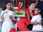 رونالڈو کی گرل فرینڈ اور ماں کی نیشنز لیگ کا فائنل دیکھنے کی تصاویر وائرل