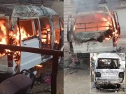 ناظم آباد میں اسکول وین میں آگ لگ گئی، وین ڈرائیور سمیت 6 بچے جھلس کر زخمی