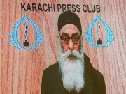 سکھ فار جسٹس کے سربراہ بیرون ملک سے کراچی پریس کلب میں ویڈیو لنک کے ذریعے خطاب کرتے ہوئے (تصویر : ایکسپریس)