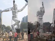 نئے تعمیر شدہ قذافی اسٹیڈیم کے داخلی راستے پر بڑا مجسمہ نصب، ویڈیو بھی سامنے آگئی