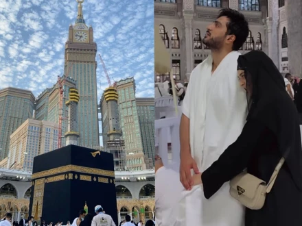 پاکستانی اداکار کی اہلیہ کیساتھ طواف کے دوران سرعام اظہار محبت، صارفین کی تنقید