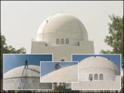 10  سال بعد مزارِ قائد کے گنبد کی مکمل صفائی، ماربل کی گرائنڈنگ اور پولشنگ کا آغاز