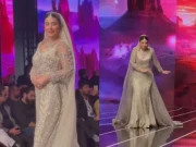 عروہ حسین ریمپ واک کے دوران گرنے سے بال بال بچ گئیں، ویڈیو وائرل